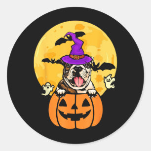 Rehbrauner English Bulldog Hexe Hunde Liebhaber Ha Runder Aufkleber