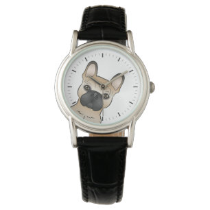 Rehbrauner Französische Bulldogge mit schwarzer Ma Armbanduhr