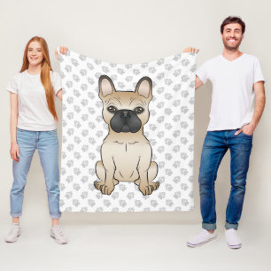 Rehbrauner Französische Bulldogge mit schwarzer Ma Fleecedecke