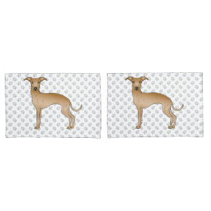 Rehbrauner Italienischer Windhund Cartoon-Hund mit Kissenbezug