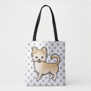 Rehbrauner Langhaar Chihuahua Cartoon-Hund & Pfote
