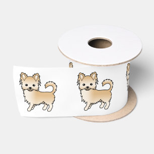 Rehbrauner Langhaar Chihuahua Süßer Cartoon-Hund Satinband