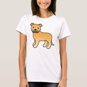 Rehbrauner Staffordshire Bull Terrier Cartoon-Hund T-Shirt