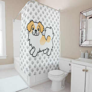Rehbrauner Tibet-Spaniel im Cartoon-Stil Duschvorhang