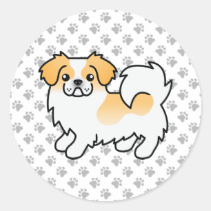 Rehbrauner Tibet-Spaniel im Cartoon-Stil Runder Aufkleber