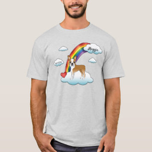 Rehbrauner und weißer Boston Terrier Regenbogen-De T-Shirt