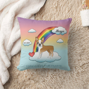 Rehbrauner und Weißer Boston Terrier Regenbogen-Ge Kissen