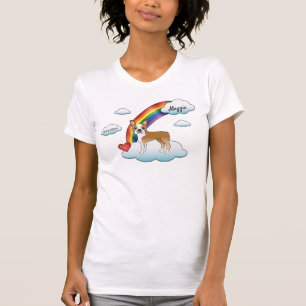 Rehbrauner und Weißer Boston Terrier Regenbogen-Ge T-Shirt