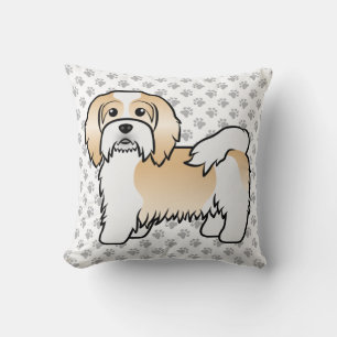 Rehbrauner und weißer Havanese Süßer Cartoon-Hund Kissen