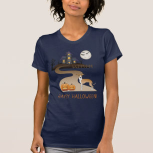 Rehbrauner und Weißer Iggy und Halloween Spukhaus T-Shirt