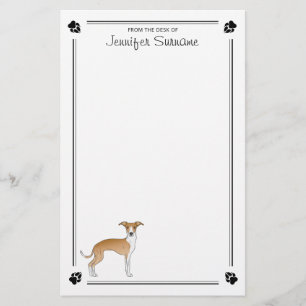 Rehbrauner und weißer Italienischer Windhund mit P Briefpapier
