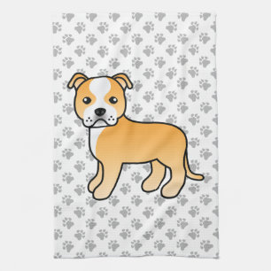 Rehbrauner und weißer Staffordshire Bull Terrier H Geschirrtuch