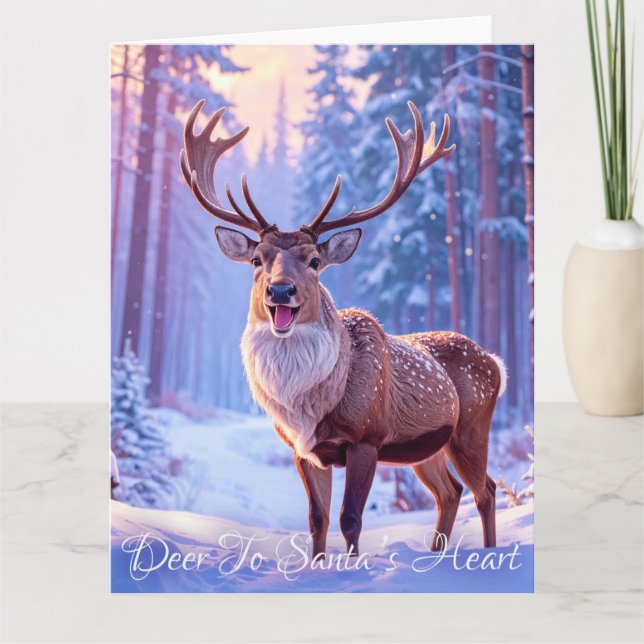 Rehe an das Herz des Weihnachtsmannes - Rentier Karte (Vorderseite)