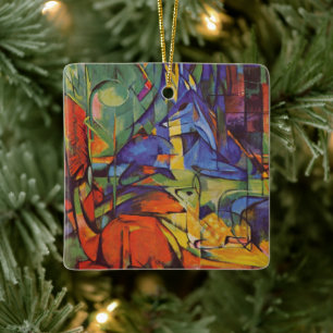 Rehe im Wald II von Franz Marc, Vintage Art Keramikornament