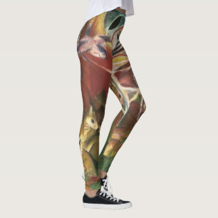 Rehe im Wald von Franz Marc, Vintage Fine Art Leggings
