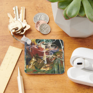 Rehe im Wald von Franz Marc, Vintage Fine Art Schlüsselanhänger