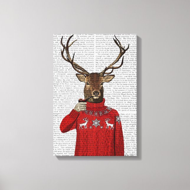 Rehe in Ski Sweater Leinwanddruck (Vorderseite)