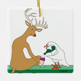 Rehe und Gänse Keramikornament