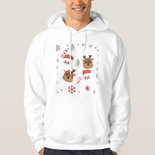 Rehe und Santa-Klausel Hoodie (Vorderseite)