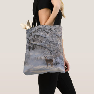 Rehe und Schnee Winterlandschaft Natur-Tragetasche