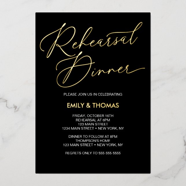 Rehearsal dinner Elegant Invitation Folieneinladung (Vorderseite)