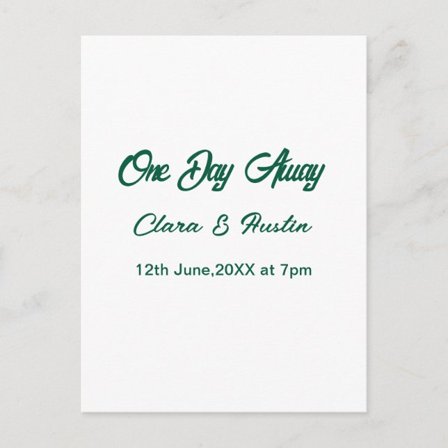 Rehearsal dinner One day away night before name da Postkarte (Vorderseite)