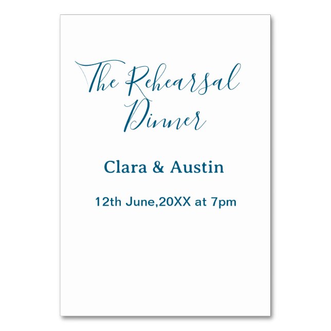 Rehearsal dinner the night before simple minimal m tischnummer (Vorderseite)