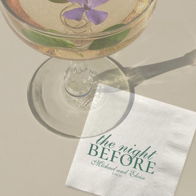 Rehearsal The Night Before Wedding Sage Green  Serviette (Modern Elegant Sage Green Wedding Suite Theme with options to personalize for your special day.)