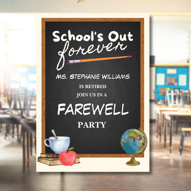 Reheld Teacher Chalkboard Farewell Party Einladung (Von Creator hochgeladen)