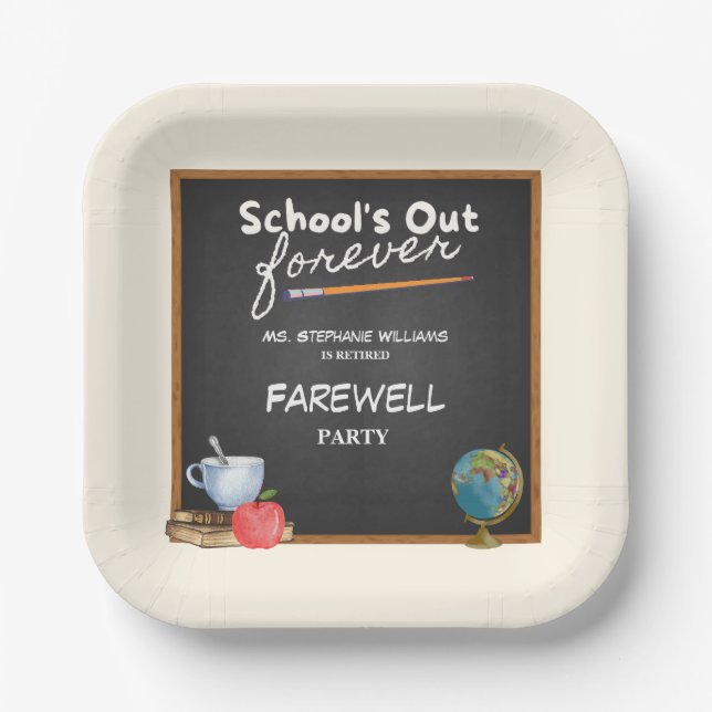 Reheld Teacher Chalkboard Farewell Party Pappteller (Vorderseite)