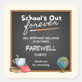Reheld Teacher Chalkboard Farewell Party Quadratischer Aufkleber