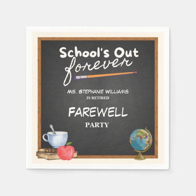 Reheld Teacher Chalkboard Farewell Party Serviette (Vorderseite)
