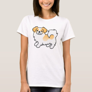 Rehfarben gescheckter Tibet-Spaniel Cartoon-Hund T-Shirt