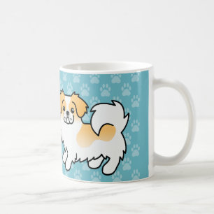 Rehfarben gescheckter Tibet-Spaniel Cartoon-Hund Tasse