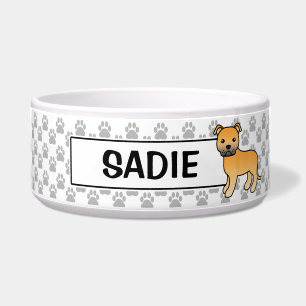 Rehfarben Staffordshire Bull Terrier und Name Napf
