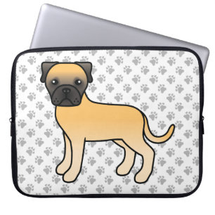 Rehfarbener Bullmastiff Süßer Cartoon-Hund & Pfote Laptopschutzhülle