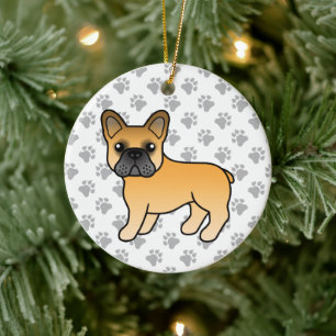 Rehfarbener Französische Bulldogge Süßer Cartoon-H Keramik Ornament