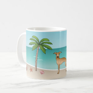Rehfarbener Italienischer Windhund am tropischen S Kaffeetasse