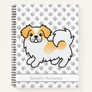 Rehfarbener Parti-Color Tibet-Spaniel Süßer Hund & Notizbuch
