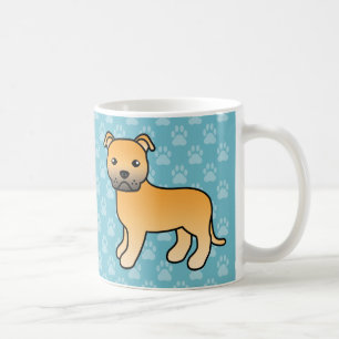 Rehfarbenes Cartoon Staffordshire Bull Terrier Tasse