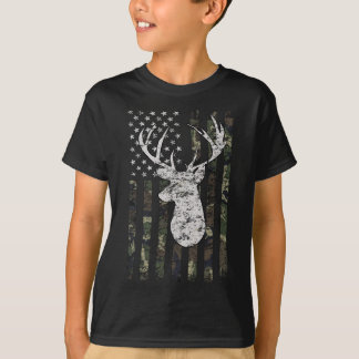 Rehkamerajagd Tarnung Amerikanische Flagge T-Shirt