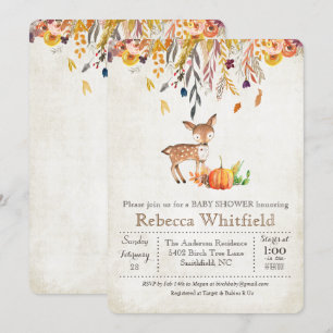 Rehkind Baby Shower Einladung mit Herbstblättern u