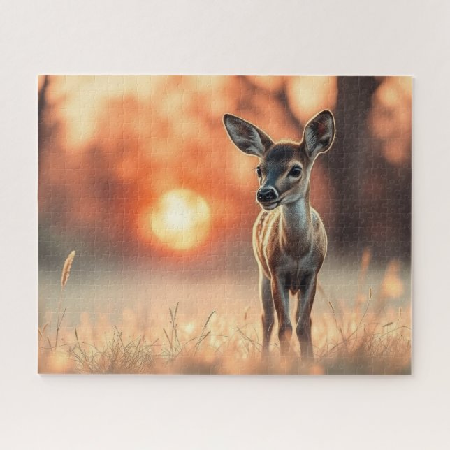 Rehkitz bei Sonnenaufgang Puzzle (Horizontal)