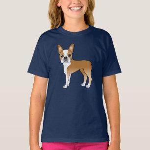 Rehkitz Boston Terrier Süßes Cartoon-Hund-Design T-Shirt