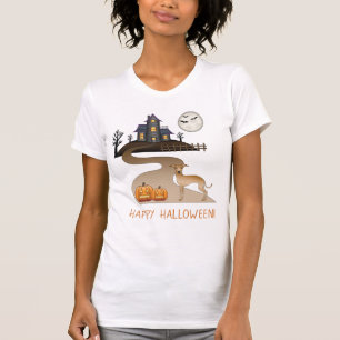 Rehkitz Iggy Süßer Hund und Halloween Spukhaus T-Shirt