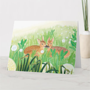 Rehkitz-Illustration - Kitze im hohen Gras Karte