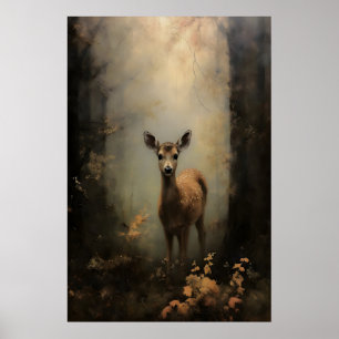 Rehkitz im Wald Dark Academia, Baby Reh Wandkunst Poster