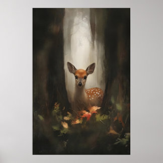 Rehkitz im Waldlicht Waldjungtier-Kunstprint Poster