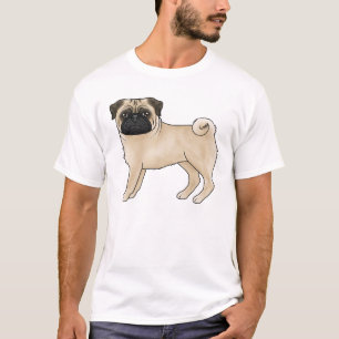 Rehkitz-Mops-Hund Steht Süße Cartoon-Illustration T-Shirt