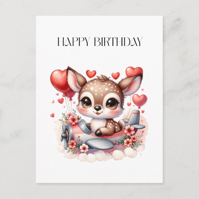 Rehkitz-Pilot-Geburtstag Postkarte (Vorderseite)